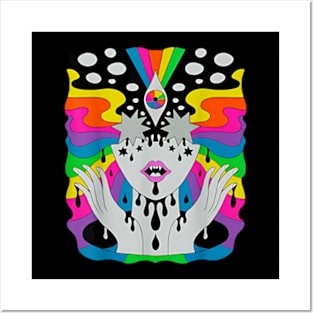 Colorful Psychedelic Girl Trippy Abstract Third Eye Vision Posters and Art